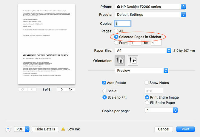 كيفية إنشاء ودمج وتقسيم وترميز مستندات PDF على Mac طباعة الصفحات المحددة