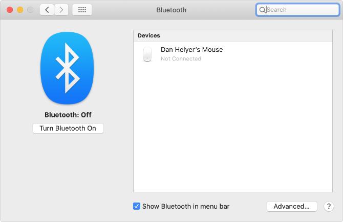 قم بتشغيل زر Bluetooth من تفضيلات نظام Mac