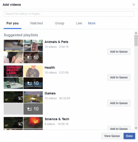 Facebook Watch Party إضافة مقاطع فيديو