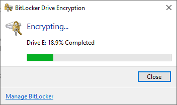 تشفير محرك bitlocker قيد التشغيل