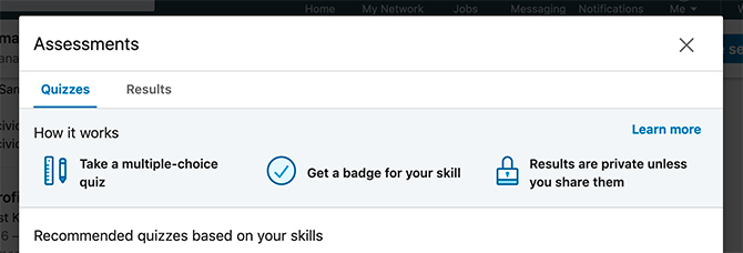 تمنحك تقييمات المهارة في LinkedIn شارة التحقق