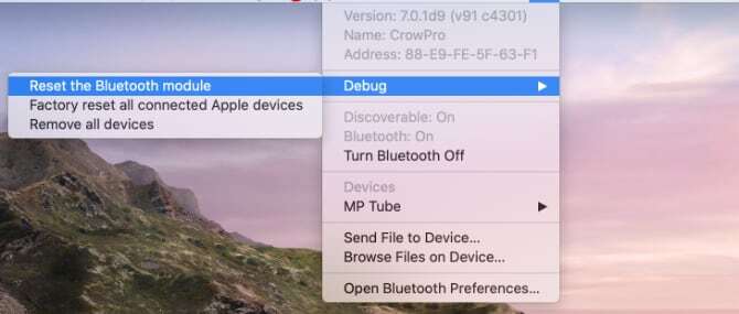 إعادة ضبط وحدة macOS Bluetooth