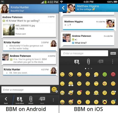 لقطات من BBM على Android و iOS