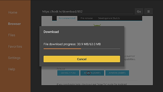 استخدم تطبيق Downloader لتنزيل Kodi وتثبيته