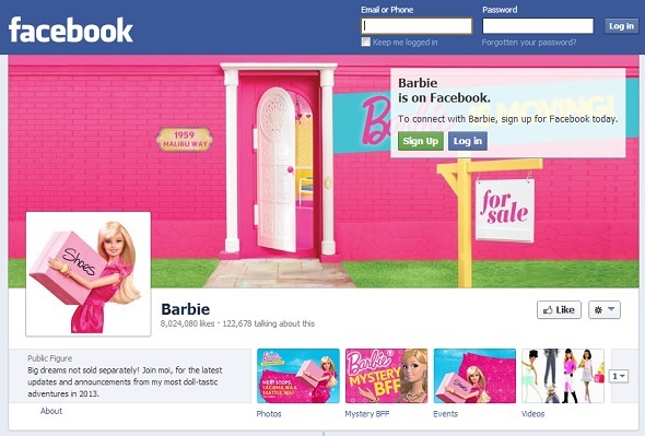 10 شخصيات خيالية تحظى بشعبية كبيرة على Facebook barbie