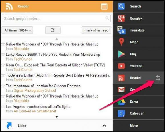 القائمة السوداء: الوصول إلى جميع خدمات Google من خلال قائمة واحدة [Chrome] News Reader Switcher