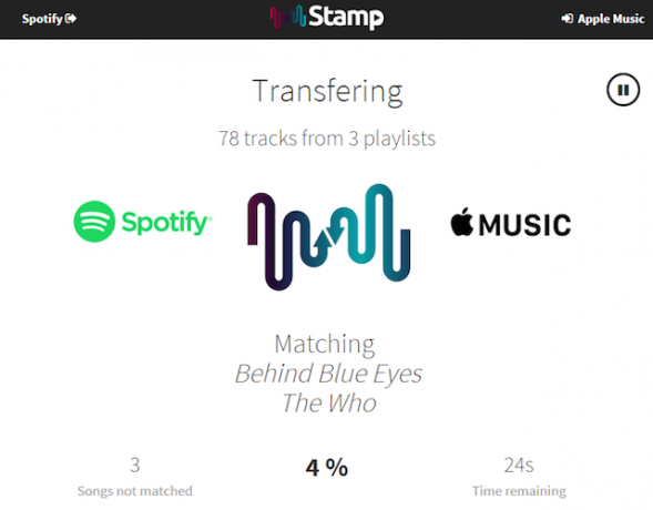 استيراد - Spotify - قوائم التشغيل - إلى - Apple-Music - Stamp-Transfer-Transfer