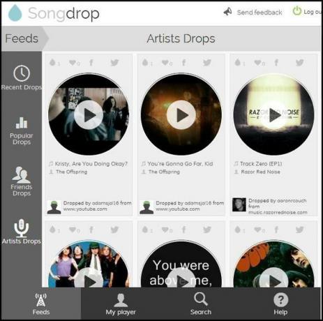 Songdrop: خدمة توفير الأغاني المجانية والمفضلة التي لا تعرفها حتى الآن تم تصغير واجهة Songdrop