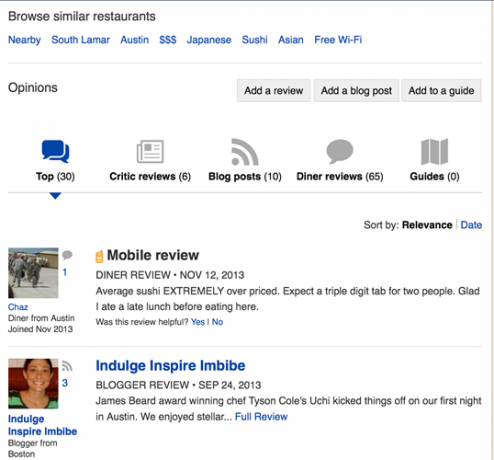 urbanspoon المراجعات