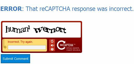 recaptcha تضمين الرد في الصفحة