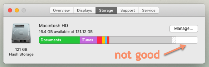 تخزين Mac منخفض