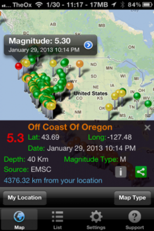 Quake Spotter - طريقة سهلة الاستخدام لتتبع الزلازل [iOS ، التطبيقات المدفوعة مجانًا] QuakeSpotter03