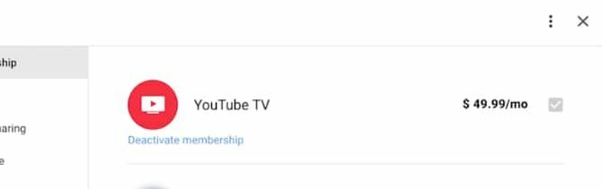 إلغاء تنشيط YouTube TV على الويب