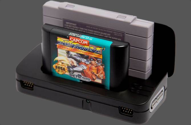 Retrode 2 مع خراطيش SNES و Genesis