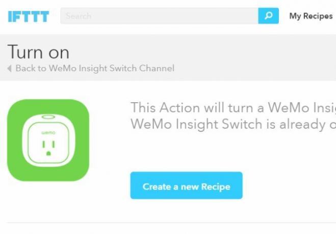 WeMo Maker IFTTT وصفة تمكين التبديل
