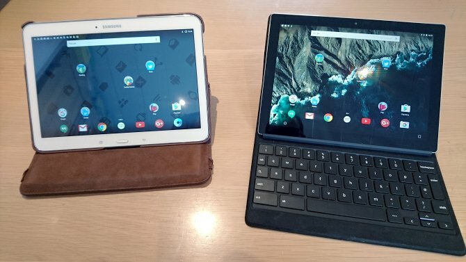 مراجعة MakeUseOf مقارنة Google Pixel C Kindle