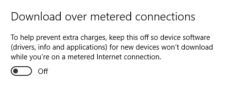 طابعات Windows 10 Metered Connection