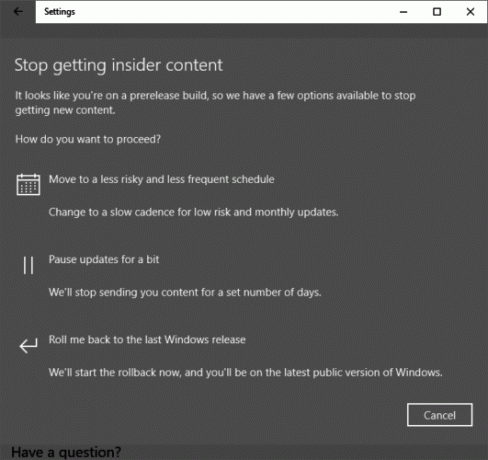 كيفية الحصول على تحديث المبدعين في Windows 10 الآن Windows 10 Stop Insider Preview Build 531x500