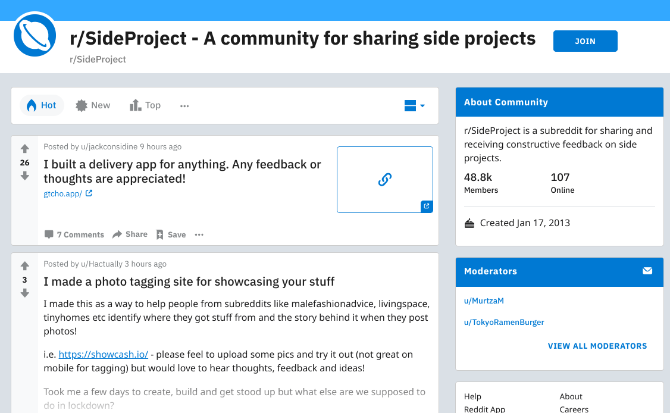 يخبرك r / SideProject بكيفية متابعة مشروعك العاطفي مع مجتمع يدعمك ويقدم ملاحظات بناءة