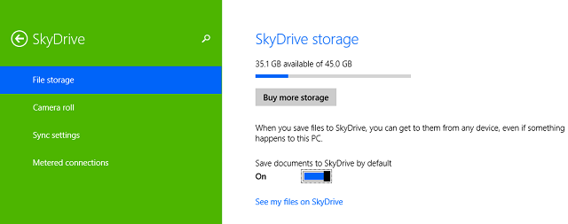 خيارات التخزين SkyDrive