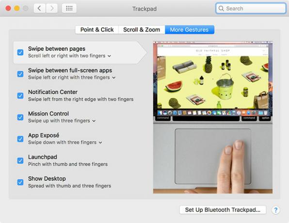خيارات macOS Trackpad