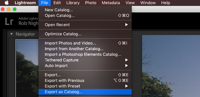 تصدير lightroom كتالوج