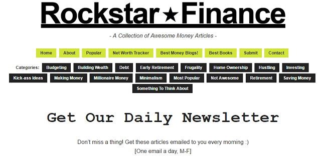 Rockstar Finance Newsletter Signup لقطة من الشاشة