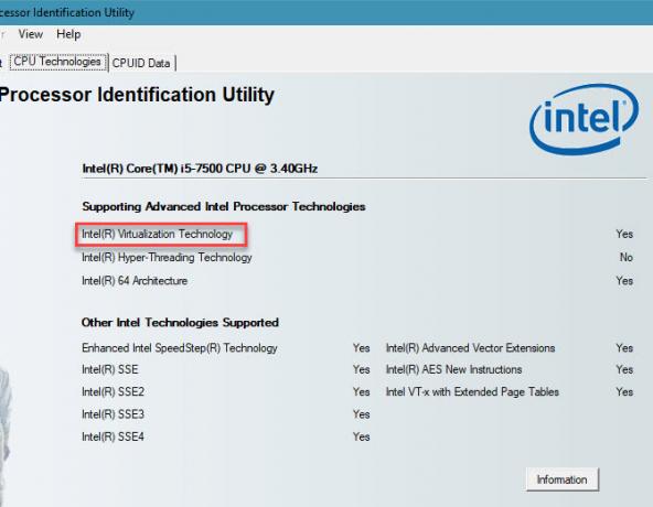 أداة تعريف معالج Intel