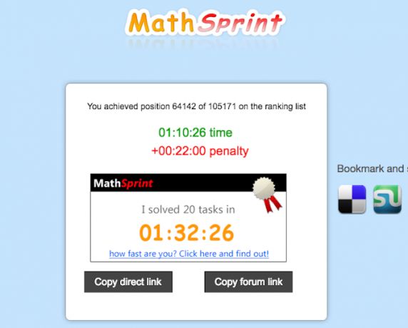 الاختبارات عبر الإنترنت - MathRun Sprint