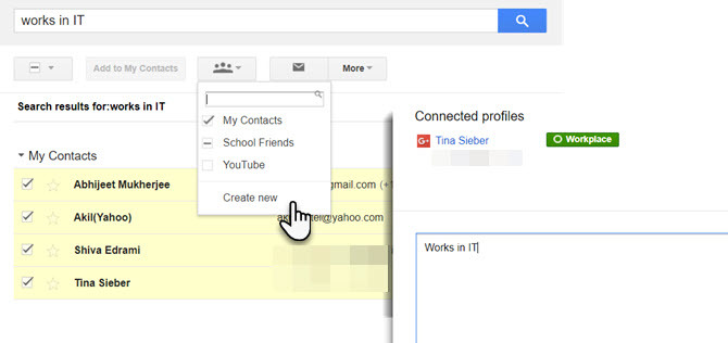 استخدم البحث لإنشاء مجموعة Gmail بسرعة.