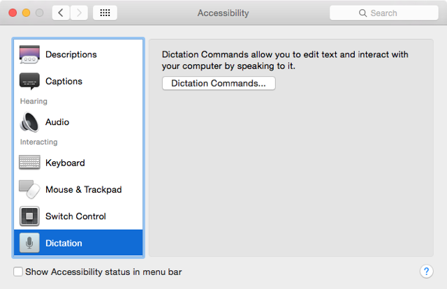 تحكم في جهاز Mac الخاص بك باستخدام الأوامر الصوتية والإملاء الأفضل في OS X Yosemite تفضيلات الإملاء الصوتي