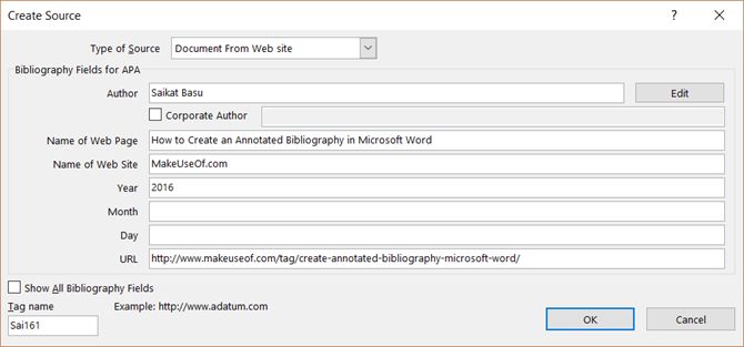 الدليل البسيط لعلامة التبويب مراجع Microsoft Word MSWord BibliographyCreateSource