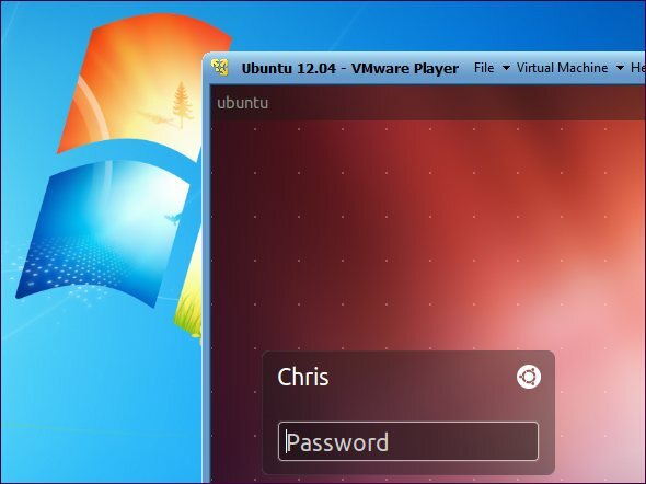 Ubuntu Virtual Machine في نظام التشغيل Windows