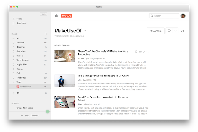 Mac RSS Reader Feedly لنظام التشغيل Mac 1