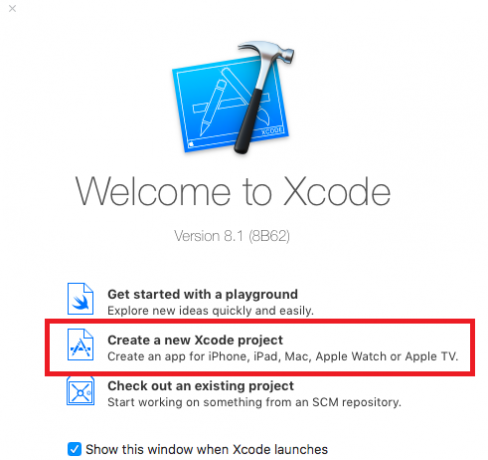 xcode إنشاء مشروع