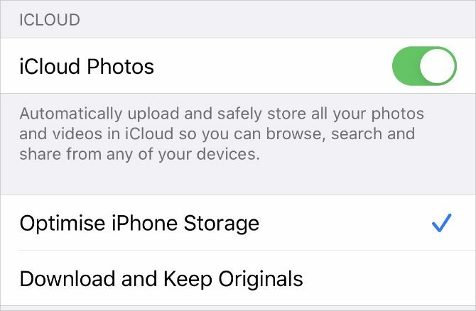 إعدادات صور iCloud على iPhone