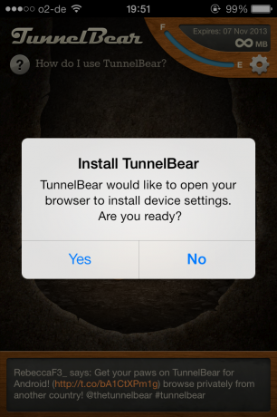 قم بإعداد VPN على iPhone الخاص بك في دقائق مع Tunnelbear Tunnelbear3