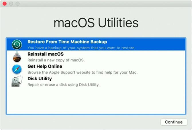 macos downgrade استعادة من آلة الزمن
