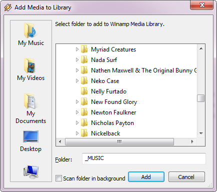 Winamp - مشغل وسائط صلب يتفوق في إدارة مجموعة الموسيقى الخاصة بك [Windows] Winamp أضف وسائط إلى المكتبة