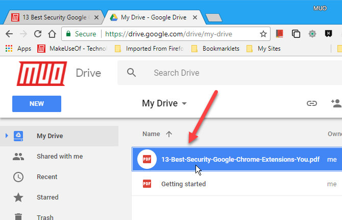 تم حفظ ملف PDF في حساب Google Drive