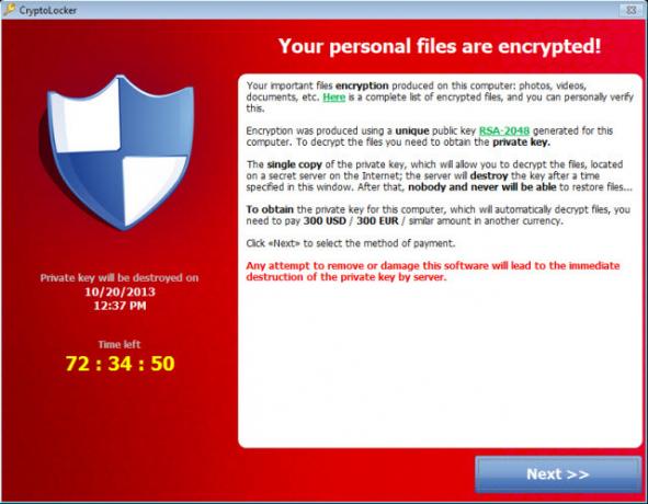 شاشة cryptolocker