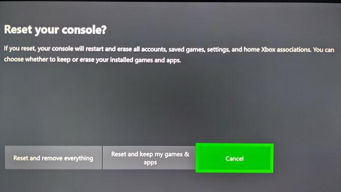 إعادة تعيين مصنع Xbox One