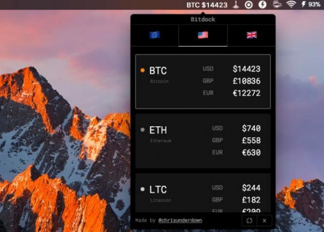 تطبيقات شريط القوائم bitdock-Mac