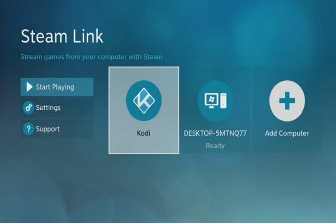 رمز Kodi بعد التثبيت على Steam Link
