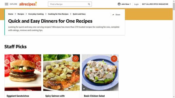 عشاء allrecipes لموقع واحد