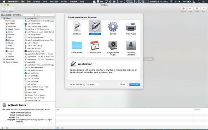 تطبيق Mac Sierra Automator