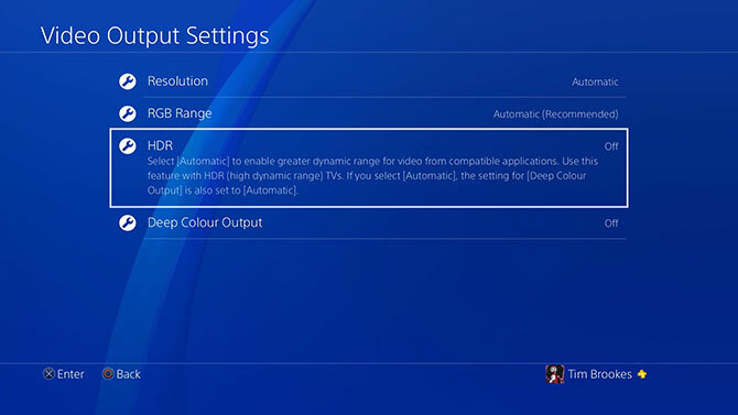 إعدادات ميزات PlayRation 4 HDR