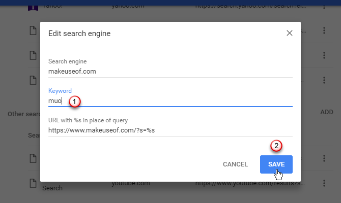تغيير الكلمة الأساسية لمحرك بحث في Chrome