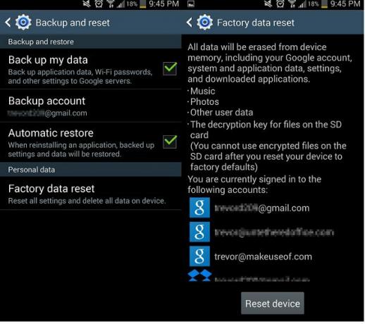 إعادة تعيين Android