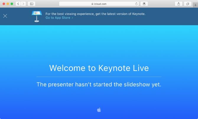 صفحة انتظار Keynote Live في Safari